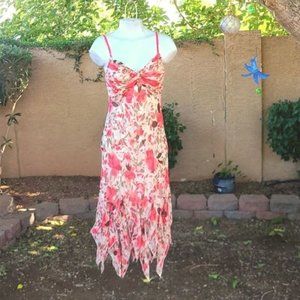 Sangria Sleeveless Dress with Handkerchief Hem. Size 10P